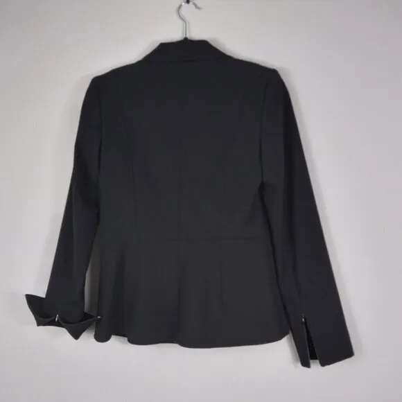 Karl Lagerfeld Paris Classic Black Tuxedo Style Jacket w Edgy Mariner Twist Sz 2