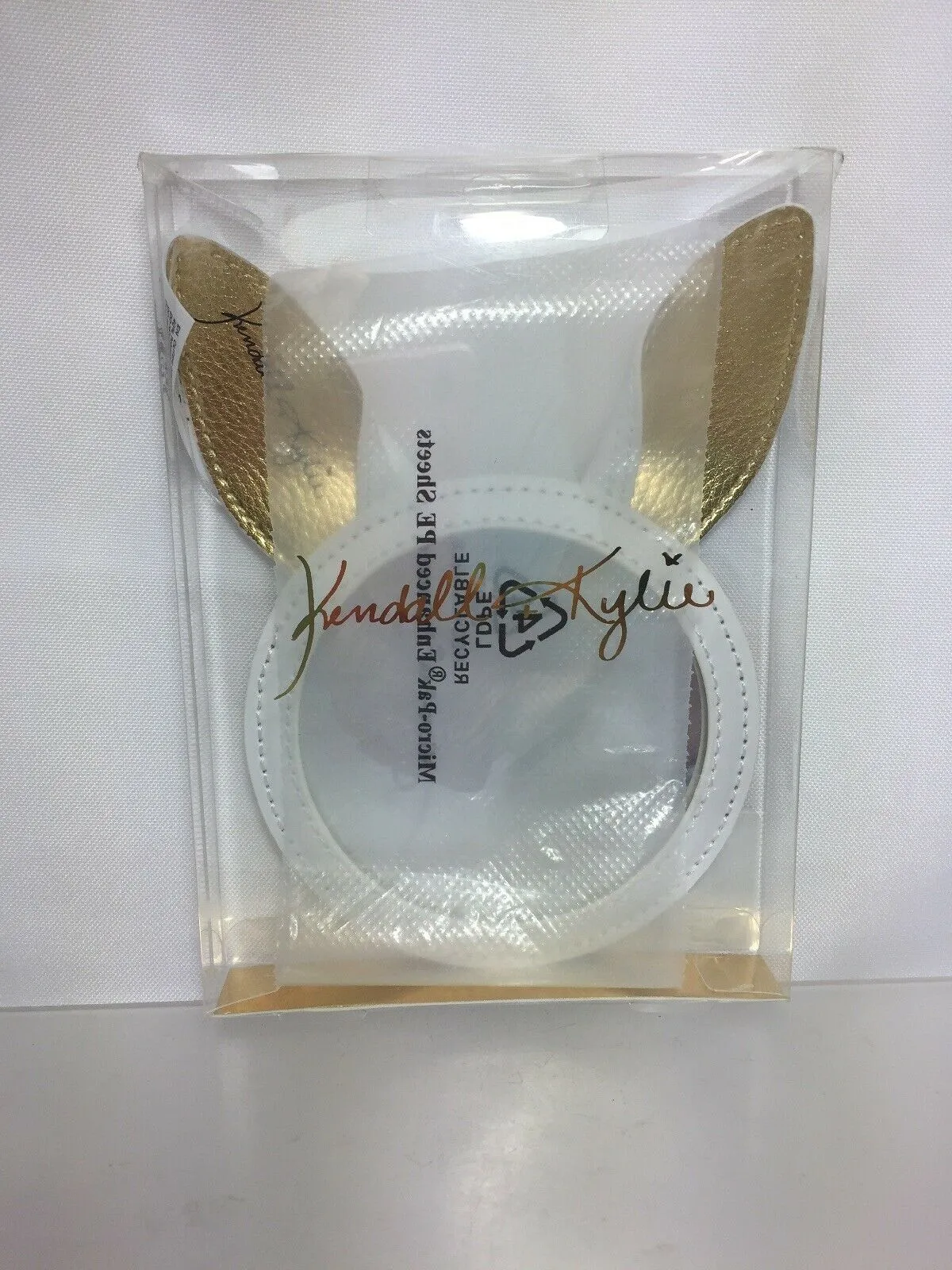 Kendall   Kylie MIRROR WITH EARS ~ WHITE/GOLD For Makeup Bag