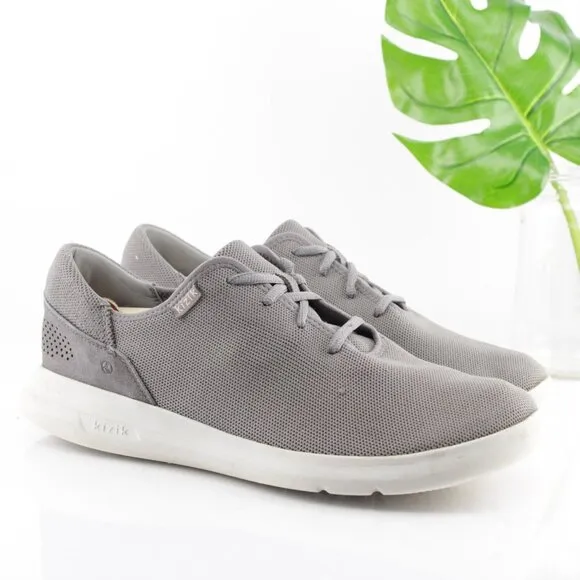 Kizik Mens Madrid Sneaker Size 12 Gray Eco Knit Hands Free Lace Up Casual Shoe
