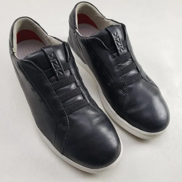 Kizik New York Hands Free Sneaker Mens 9.5 Black Leather Slip On Casual Shoe
