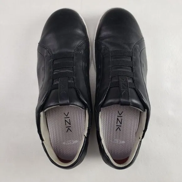 Kizik New York Hands Free Sneaker Mens 9.5 Black Leather Slip On Casual Shoe