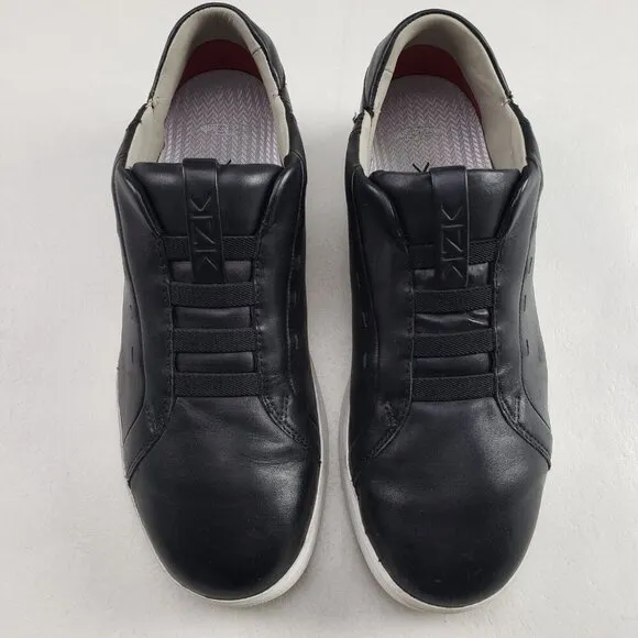 Kizik New York Hands Free Sneaker Mens 9.5 Black Leather Slip On Casual Shoe