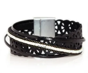 Lacey Cut Out Black Wrap Bracelet