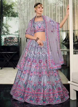 Lavender Embroidery Festive Lehenga Choli