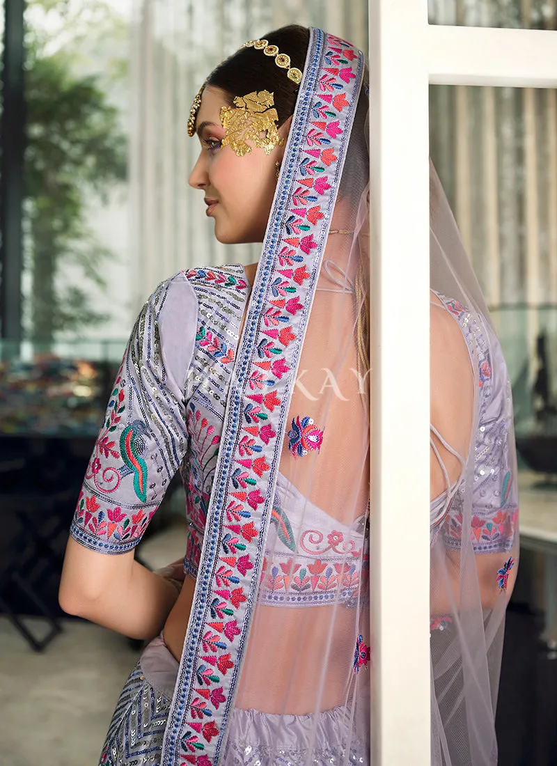 Lavender Embroidery Festive Lehenga Choli