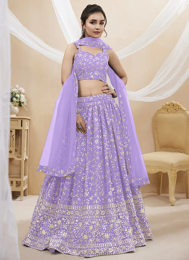 Lavender Sequence Embroidery Wedding Lehenga Choli