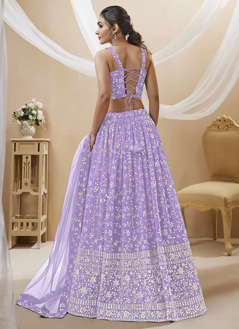 Lavender Sequence Embroidery Wedding Lehenga Choli