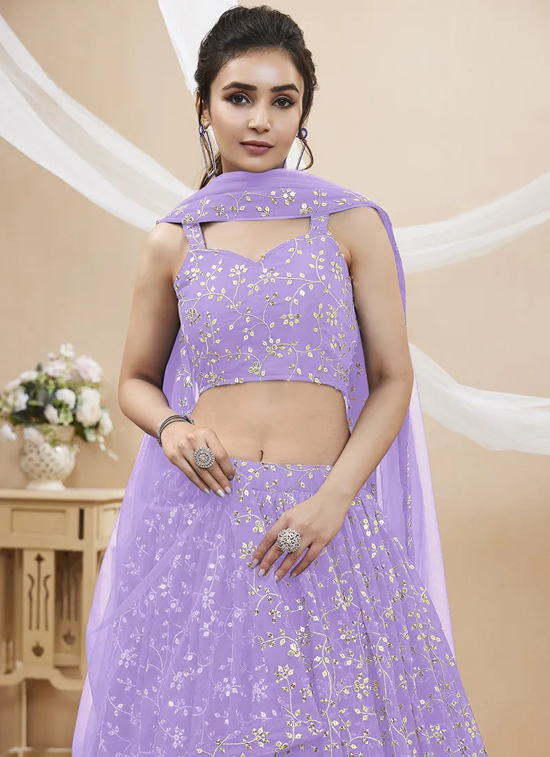 Lavender Sequence Embroidery Wedding Lehenga Choli