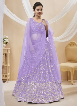 Lavender Sequence Embroidery Wedding Lehenga Choli