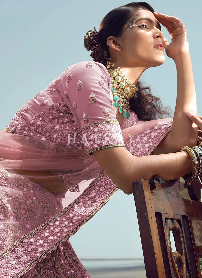 Lavender Zarkan Embroidered Designer Lehenga Choli