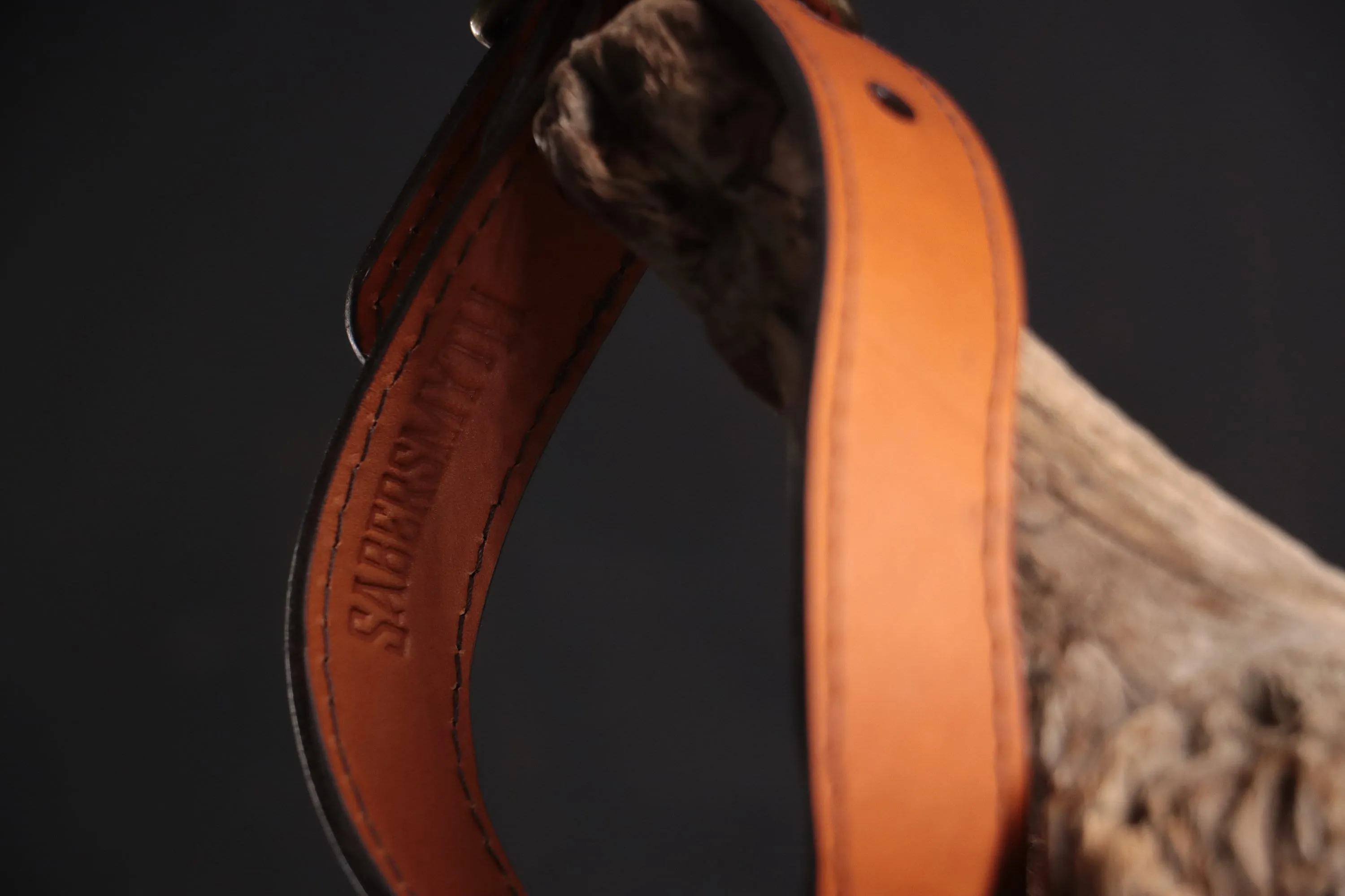 Leather BDSM Collar - Cognac & Bronze