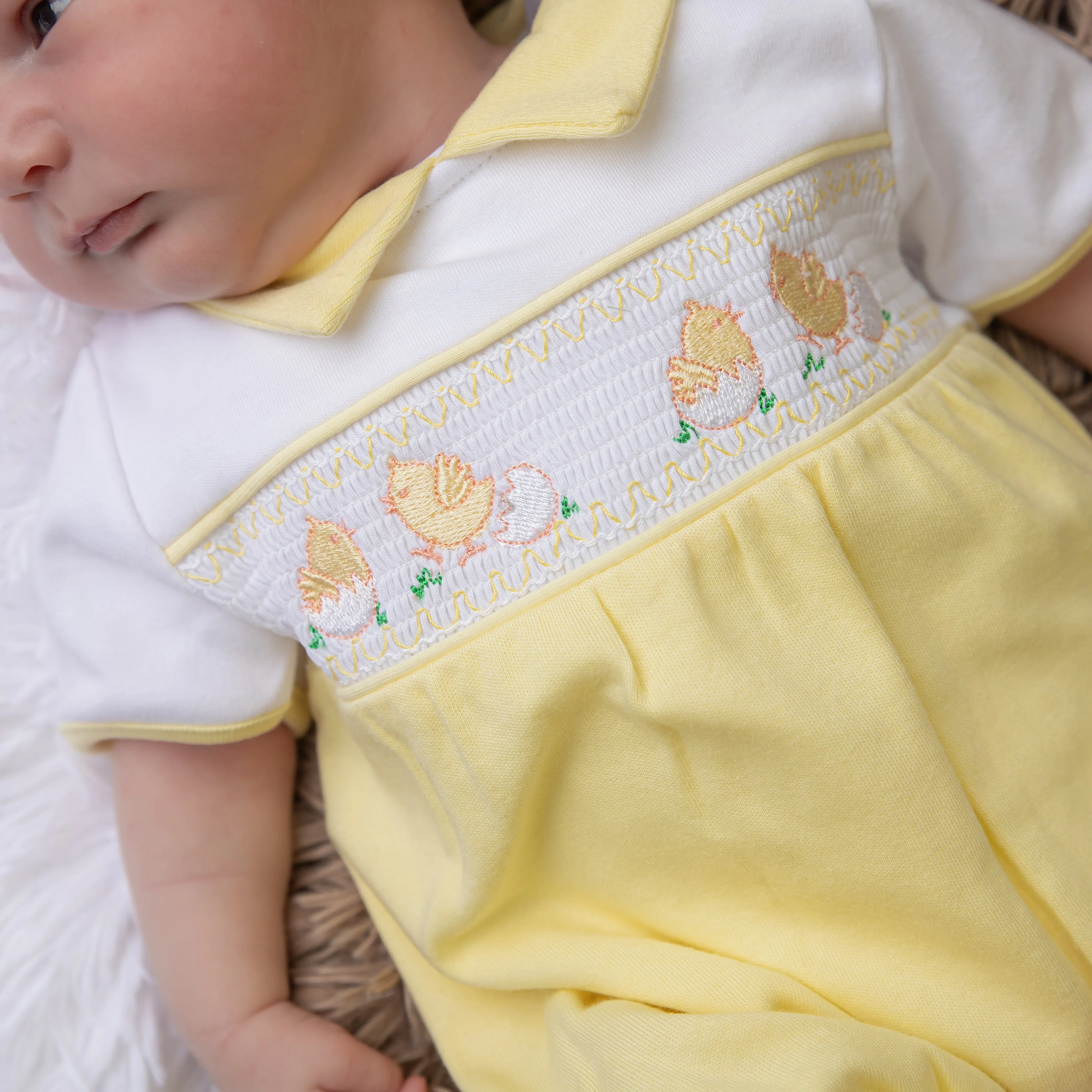 Lemon 'Little Chicks' Smocked Romper