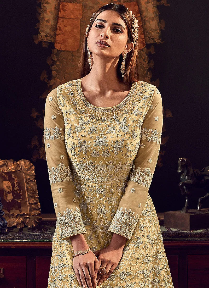 Lemon Yellow Designer Embroidered Wedding Anarkali Suit