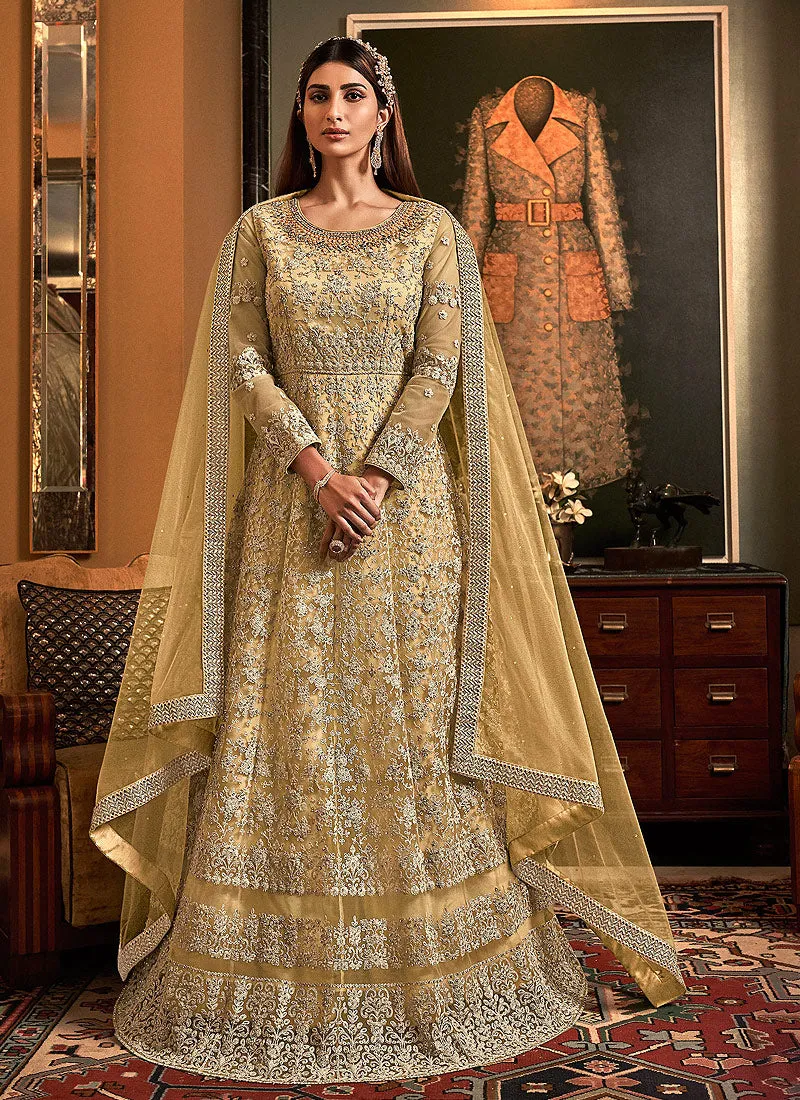 Lemon Yellow Designer Embroidered Wedding Anarkali Suit