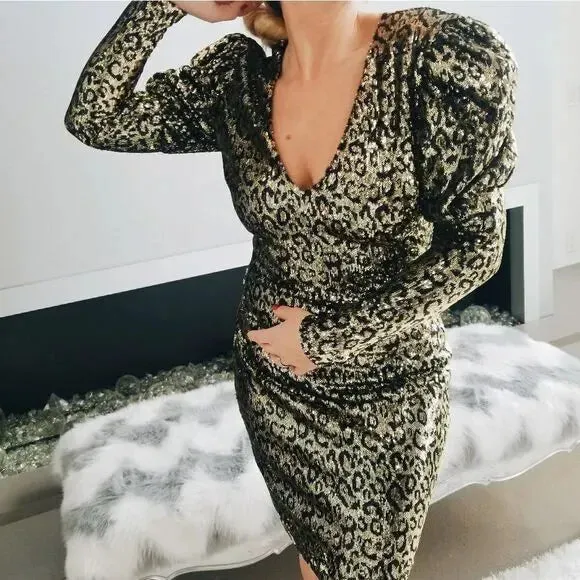 Leopard Sequin Mini Dress