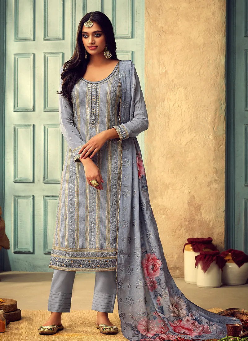 Light Blue Designer Pakistani Salwar Kameez