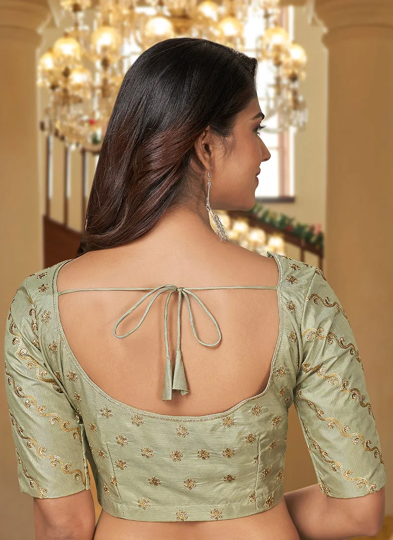 Light Green Sequence Embroidery Designer Lehenga Choli