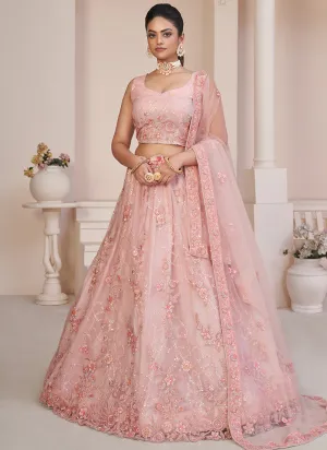 Light Pink Sequence Embroidery Lehenga Choli