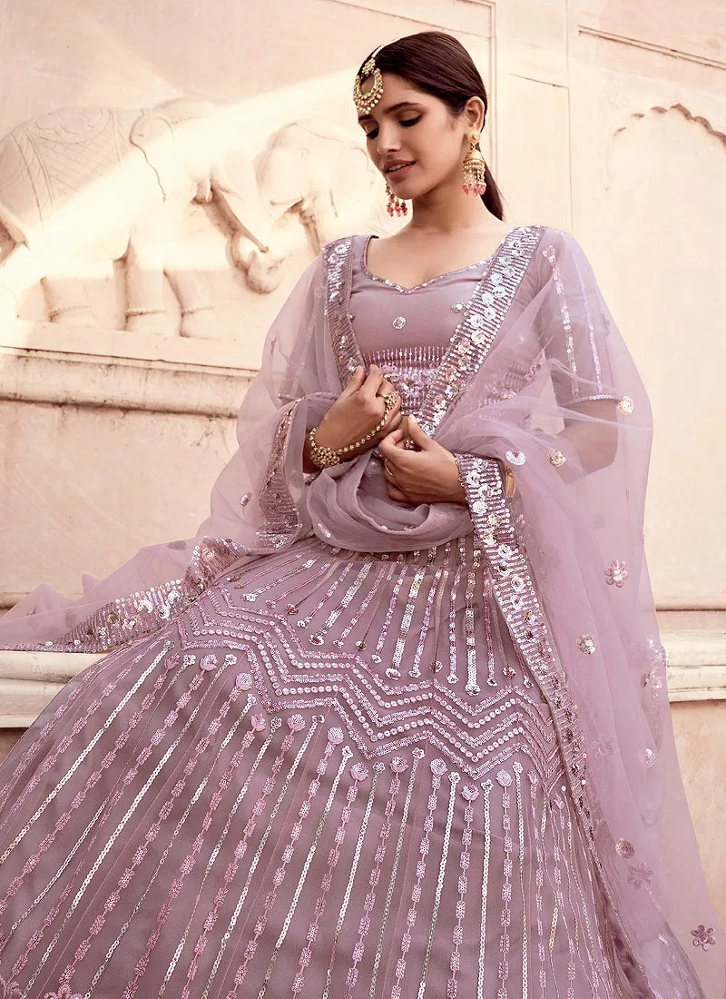 Lilac Purple Sequence Lehenga Choli