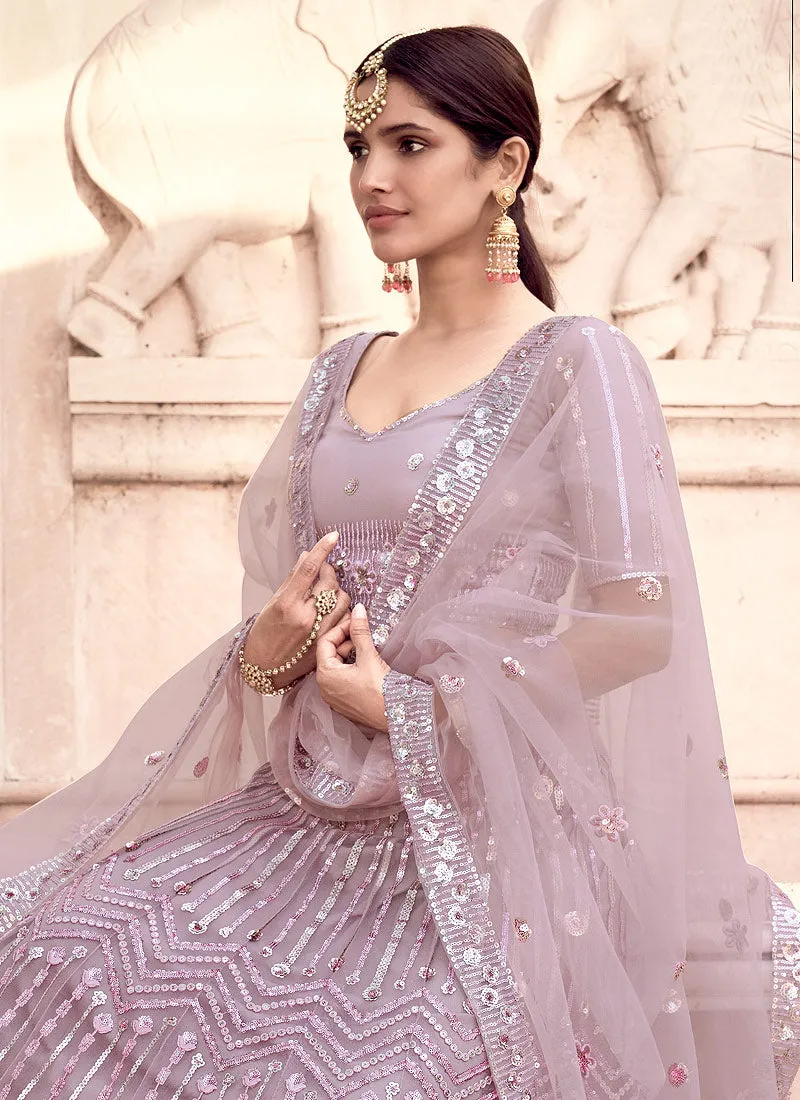 Lilac Purple Sequence Lehenga Choli