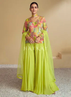 Lime Green Designer Sharara Suit