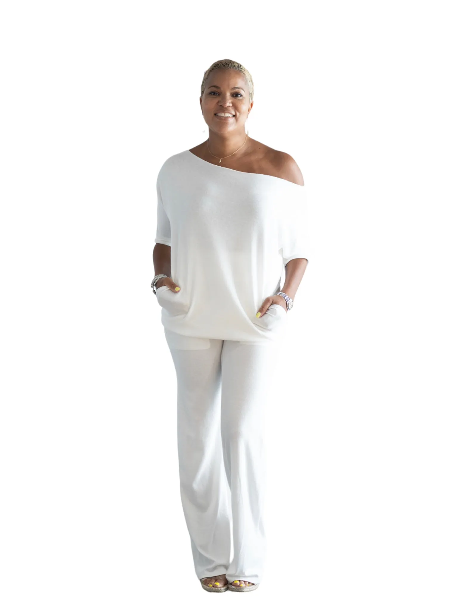 Lisa -Zen Dress w/pockets - White - TN-51