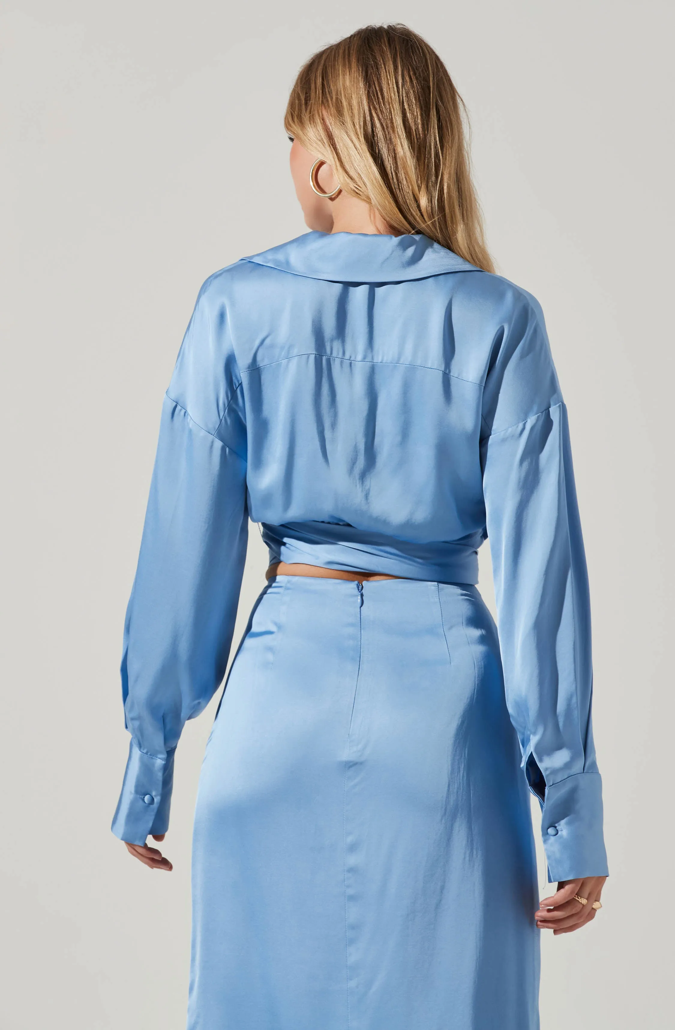 Loretta Satin Cropped Tie Waist Top