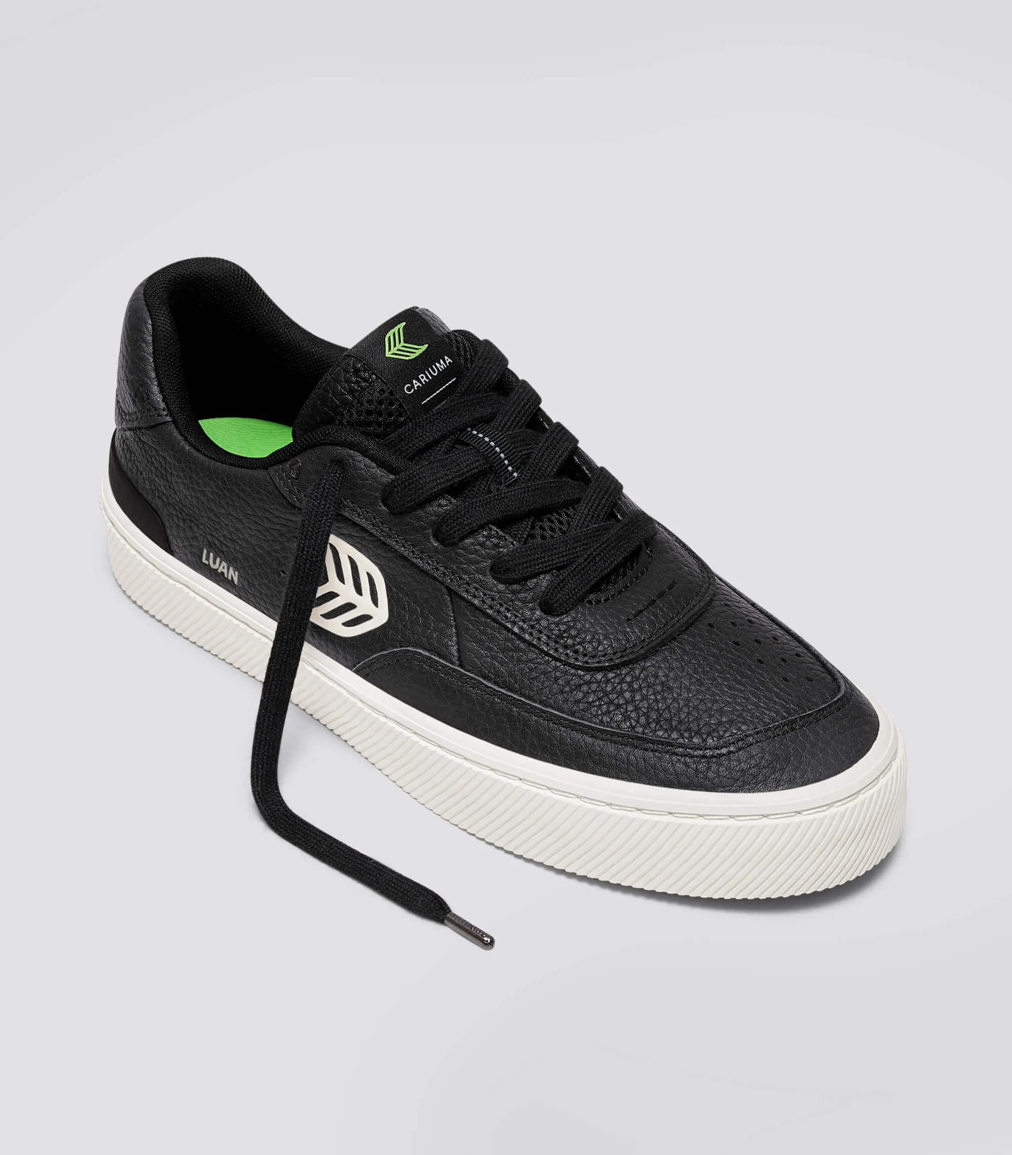 LUAN PRO Black Premium Leather Ivory Logo Sneaker Men