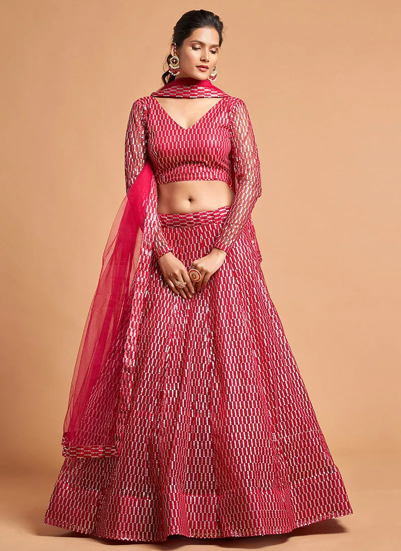 Magenta Pink Sequence Embroidered Lehenga Choli