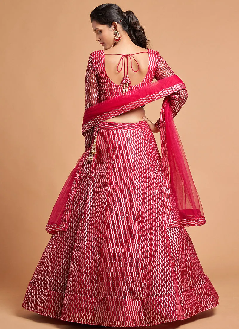 Magenta Pink Sequence Embroidered Lehenga Choli
