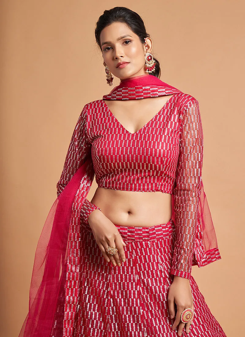 Magenta Pink Sequence Embroidered Lehenga Choli