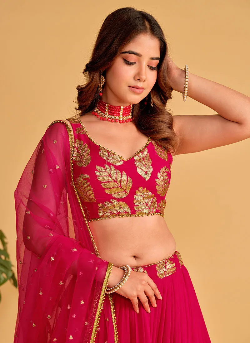 Magenta Sequence Embroidery Wedding Lehenga Choli