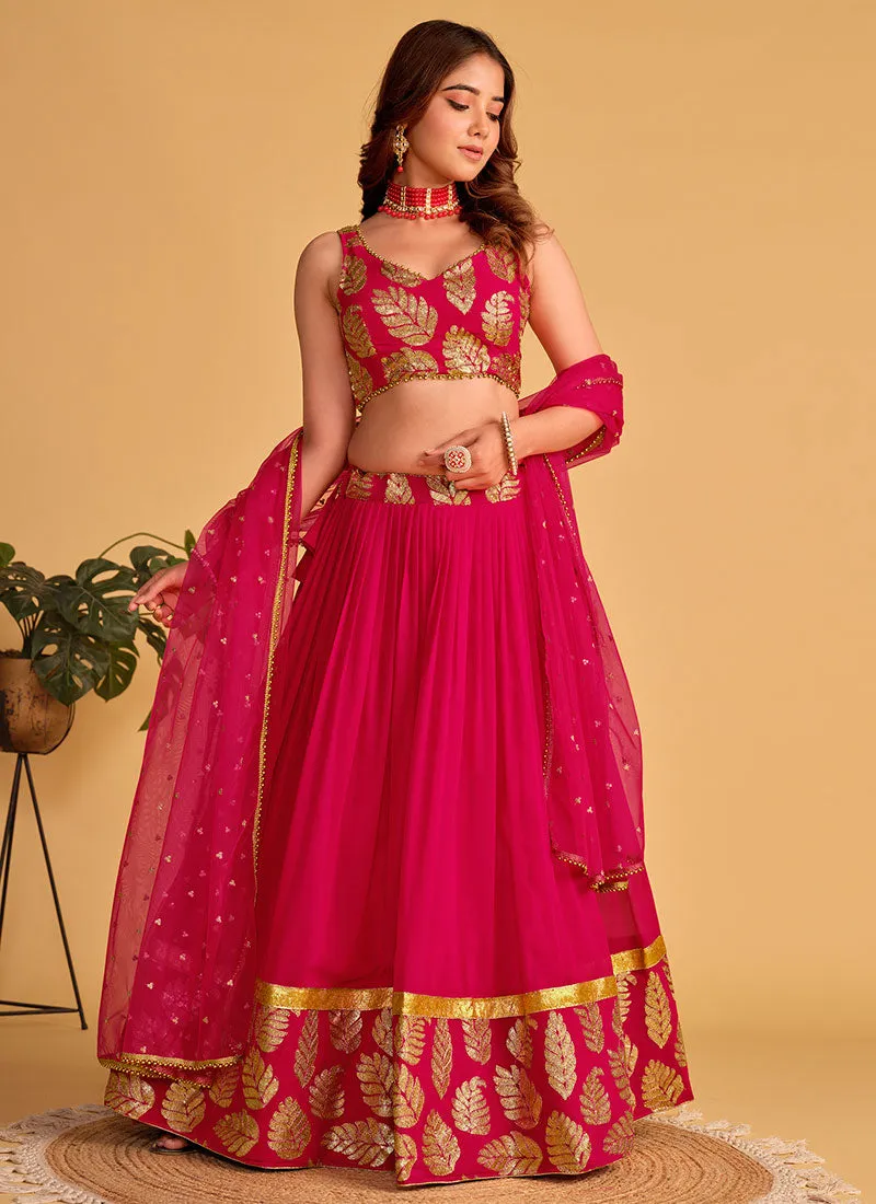 Magenta Sequence Embroidery Wedding Lehenga Choli