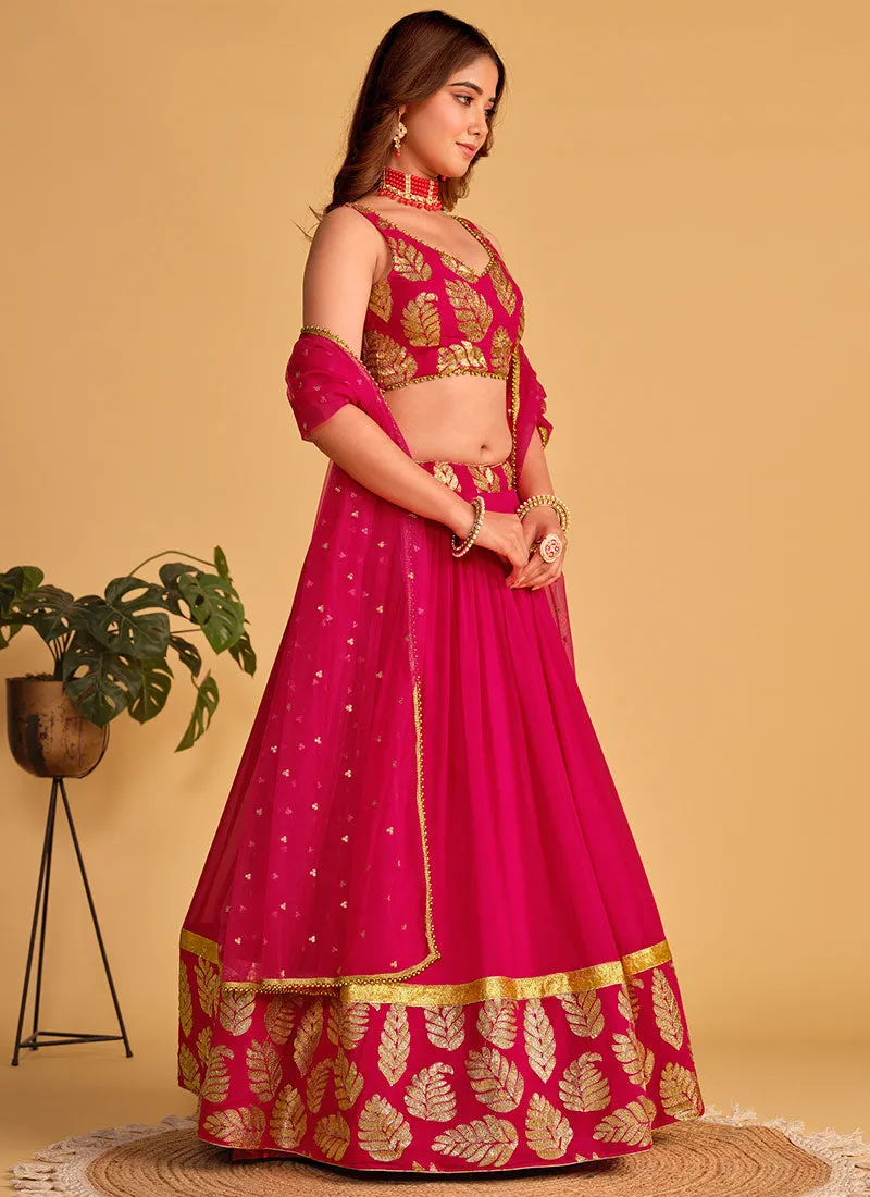 Magenta Sequence Embroidery Wedding Lehenga Choli