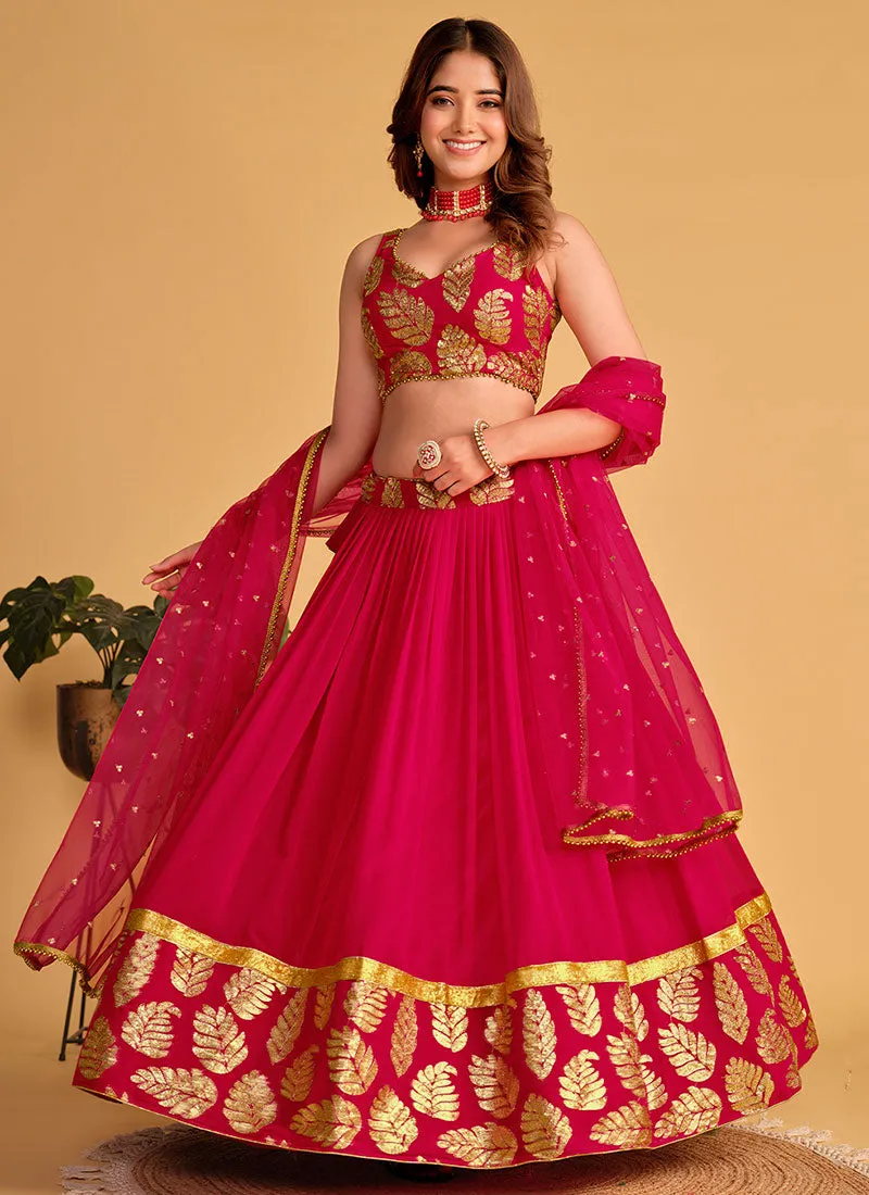 Magenta Sequence Embroidery Wedding Lehenga Choli