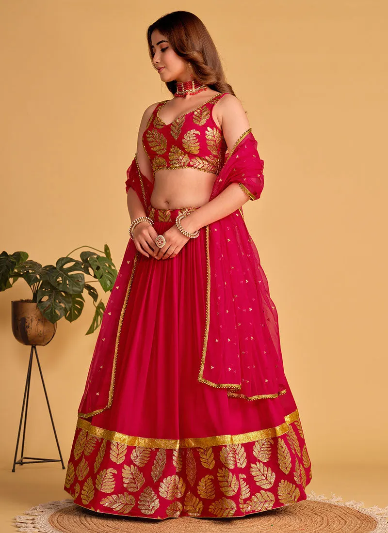 Magenta Sequence Embroidery Wedding Lehenga Choli