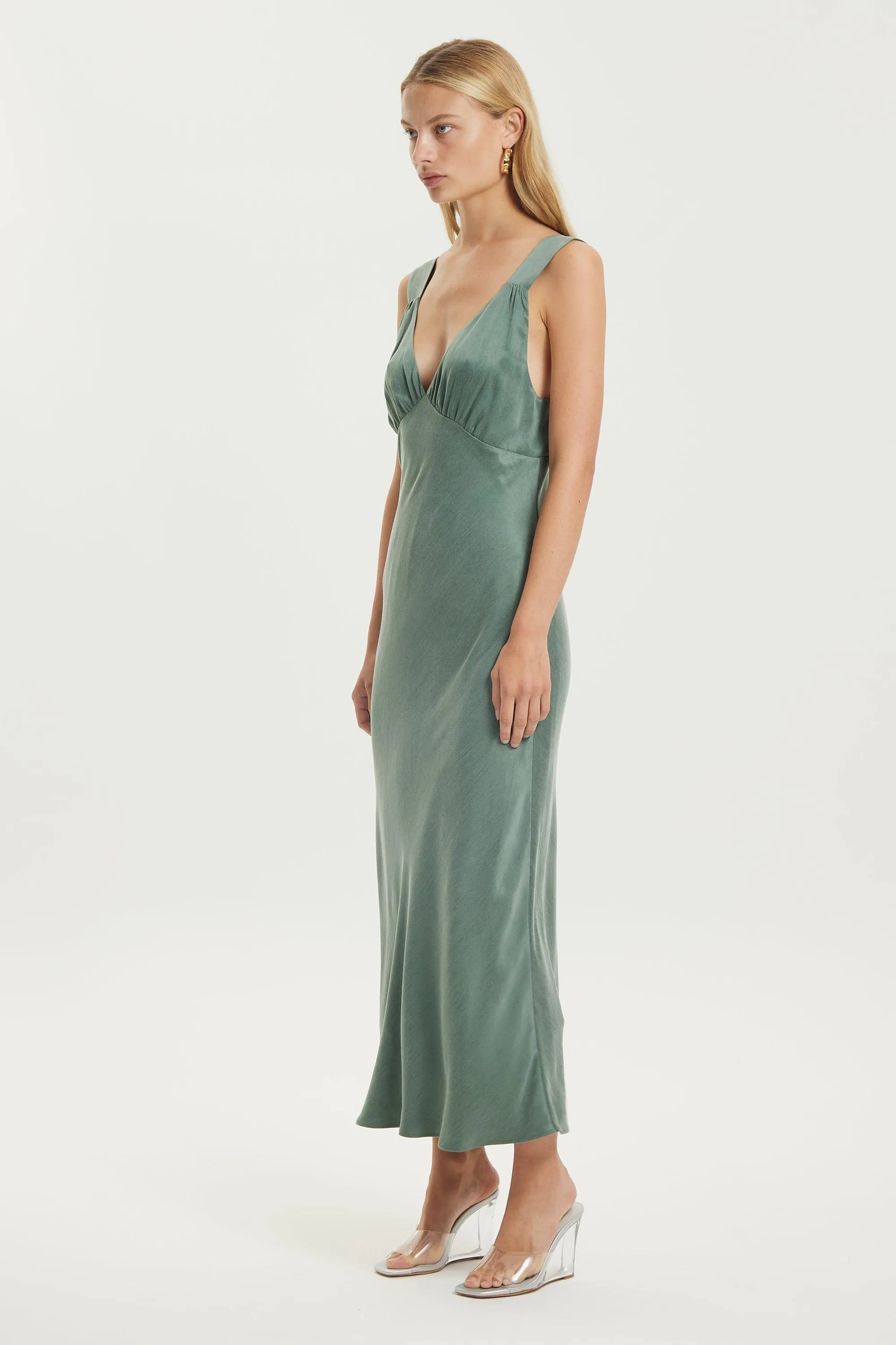 MAGNETIC CAMISOLE BIAS SLIP DRESS | TEAL