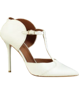 Malone Souliers White Pointed Snakeskin Strappy Heels UK 8 EU 41 👠