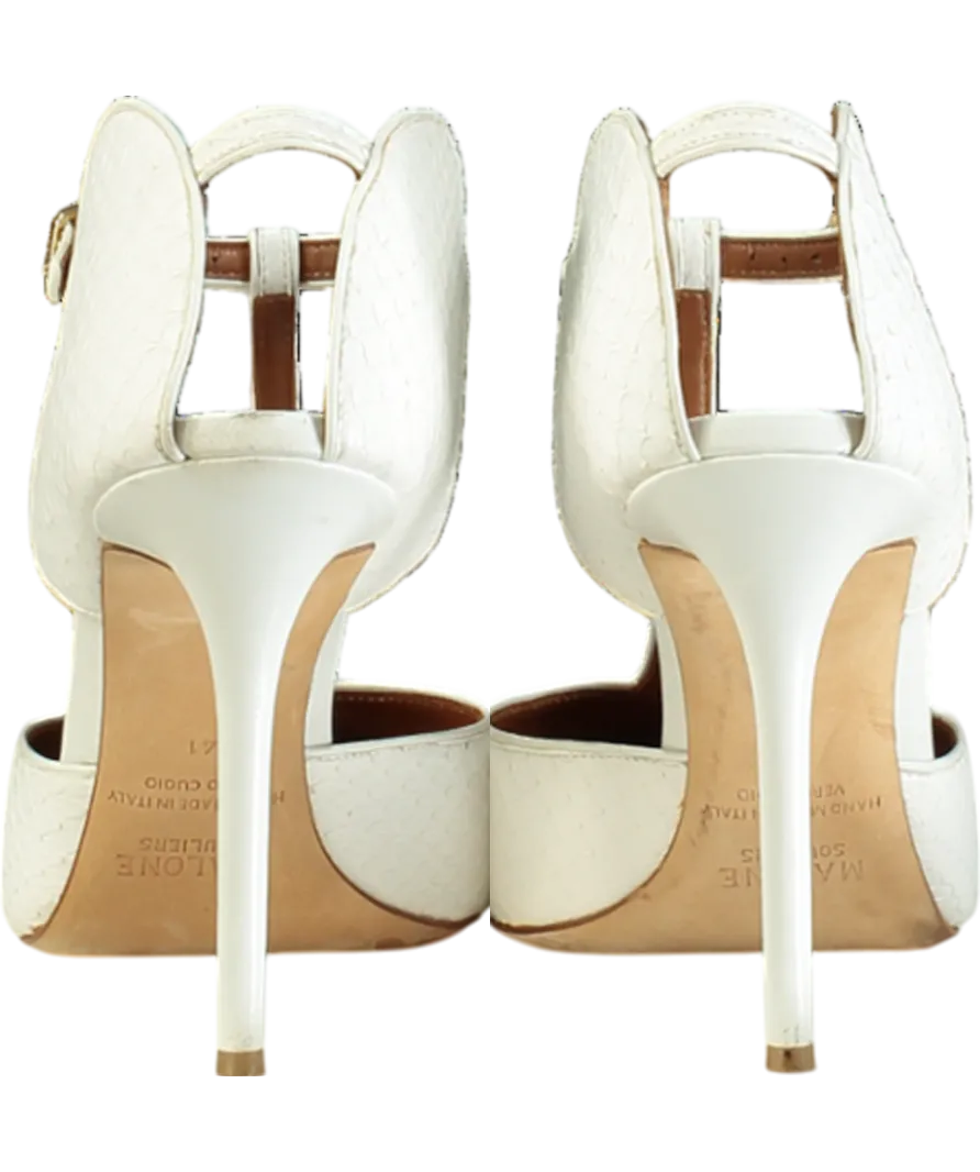 Malone Souliers White Pointed Snakeskin Strappy Heels UK 8 EU 41 👠