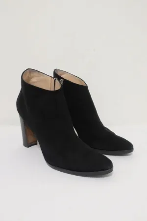 Manolo Blahnik Brusta Ankle Boots Black Suede Size 38.5 High Heel Booties