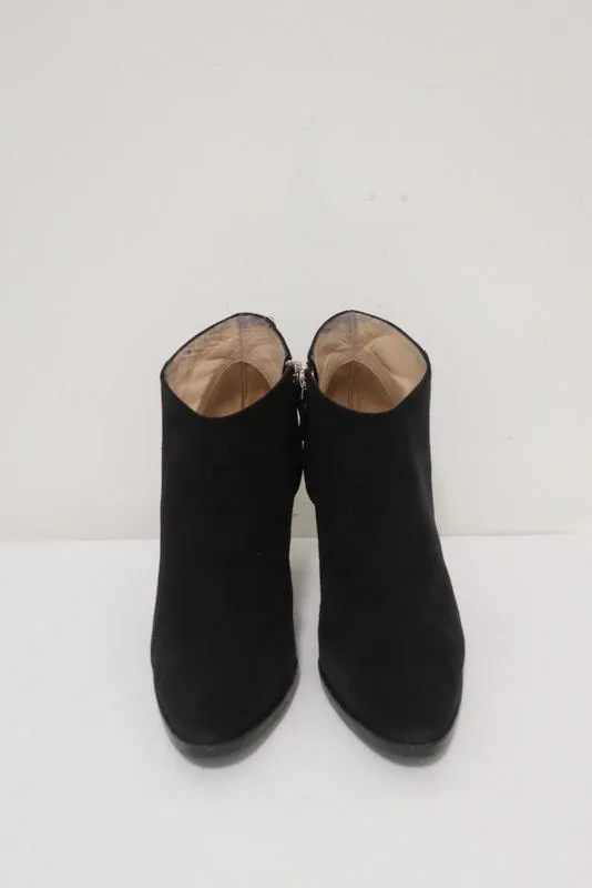 Manolo Blahnik Brusta Ankle Boots Black Suede Size 38.5 High Heel Booties