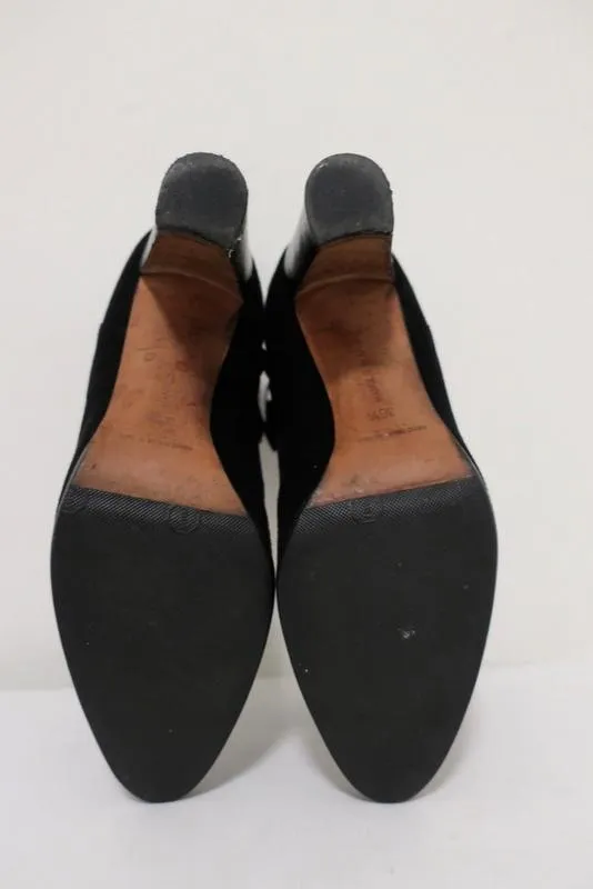 Manolo Blahnik Brusta Ankle Boots Black Suede Size 38.5 High Heel Booties