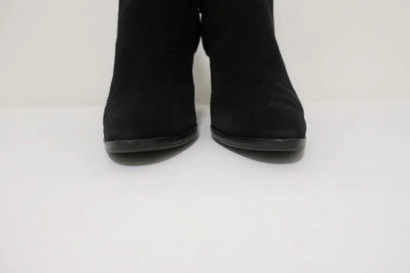 Manolo Blahnik Brusta Ankle Boots Black Suede Size 38.5 High Heel Booties