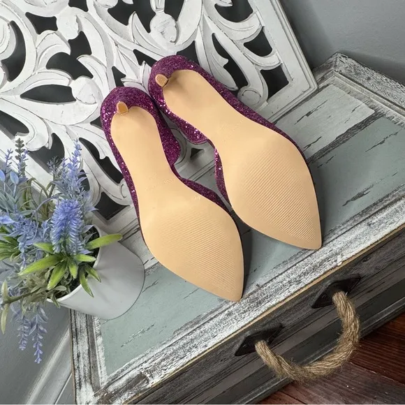 Marc Fisher Embellished Glitter Debuta Pointed Toe Heel 8.5 Barbie Core Pink