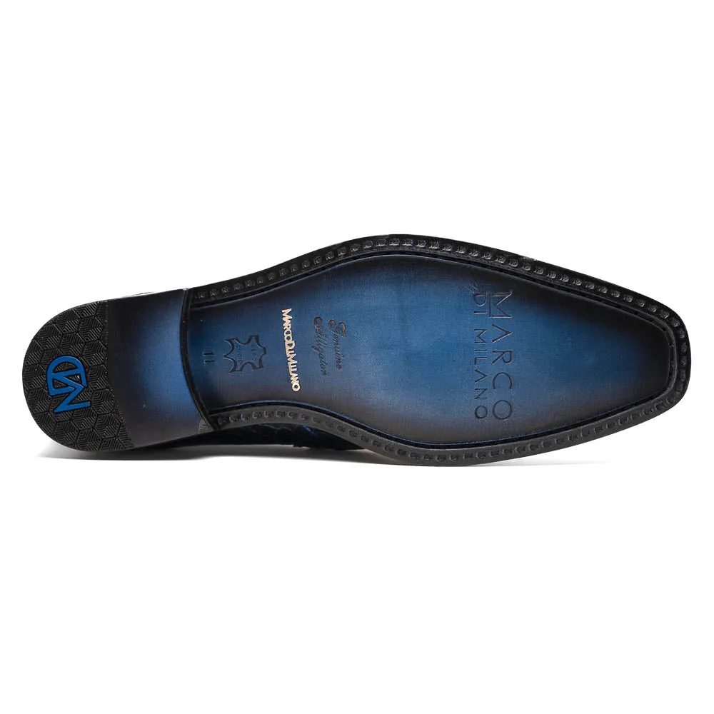 Marco Di Milano Matteo in Navy Alligator Penny Loafers