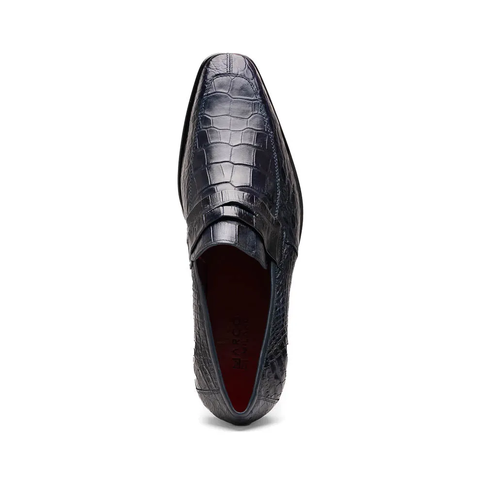 Marco Di Milano Matteo in Navy Alligator Penny Loafers