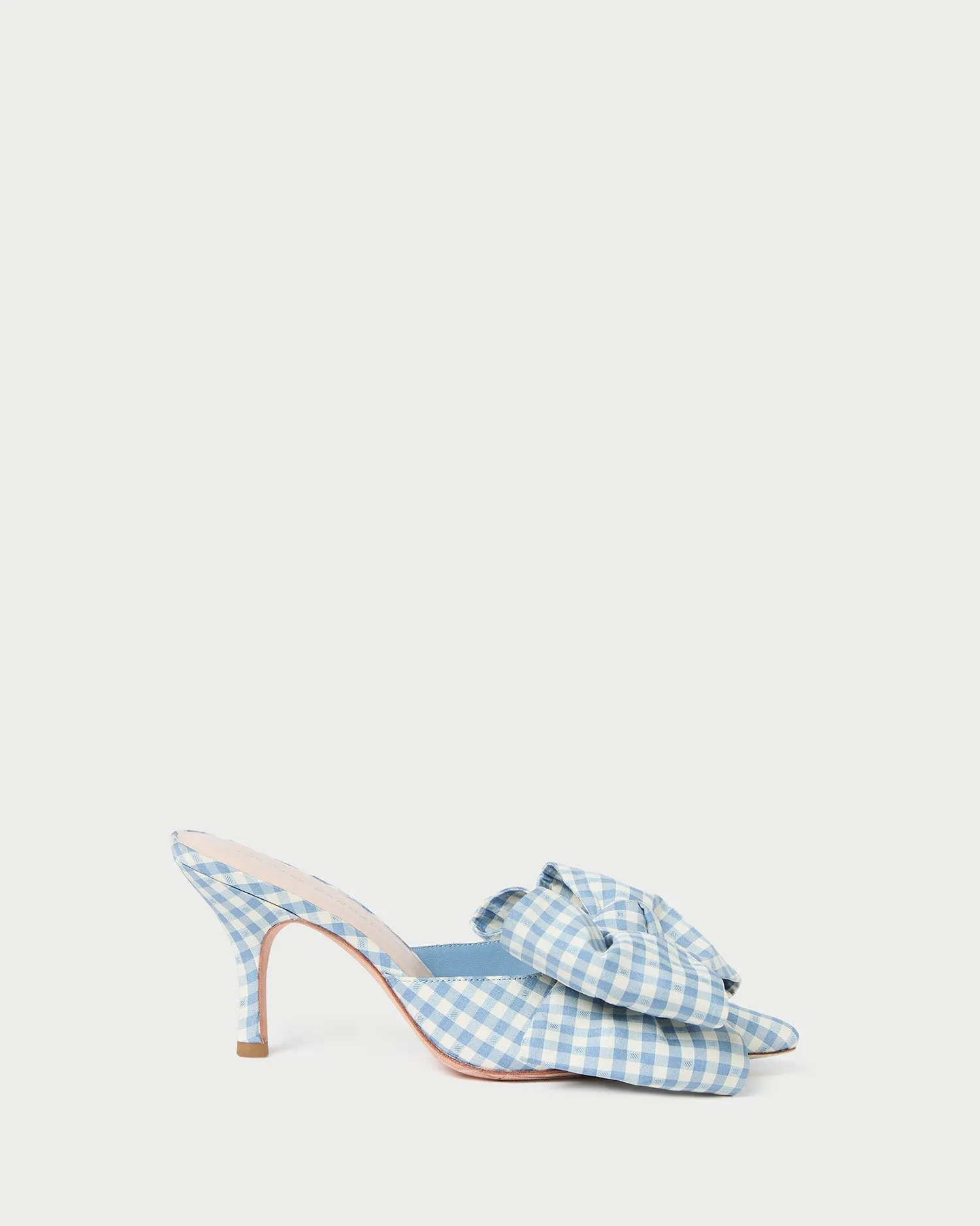 Margot Blue Gingham Bow Mule