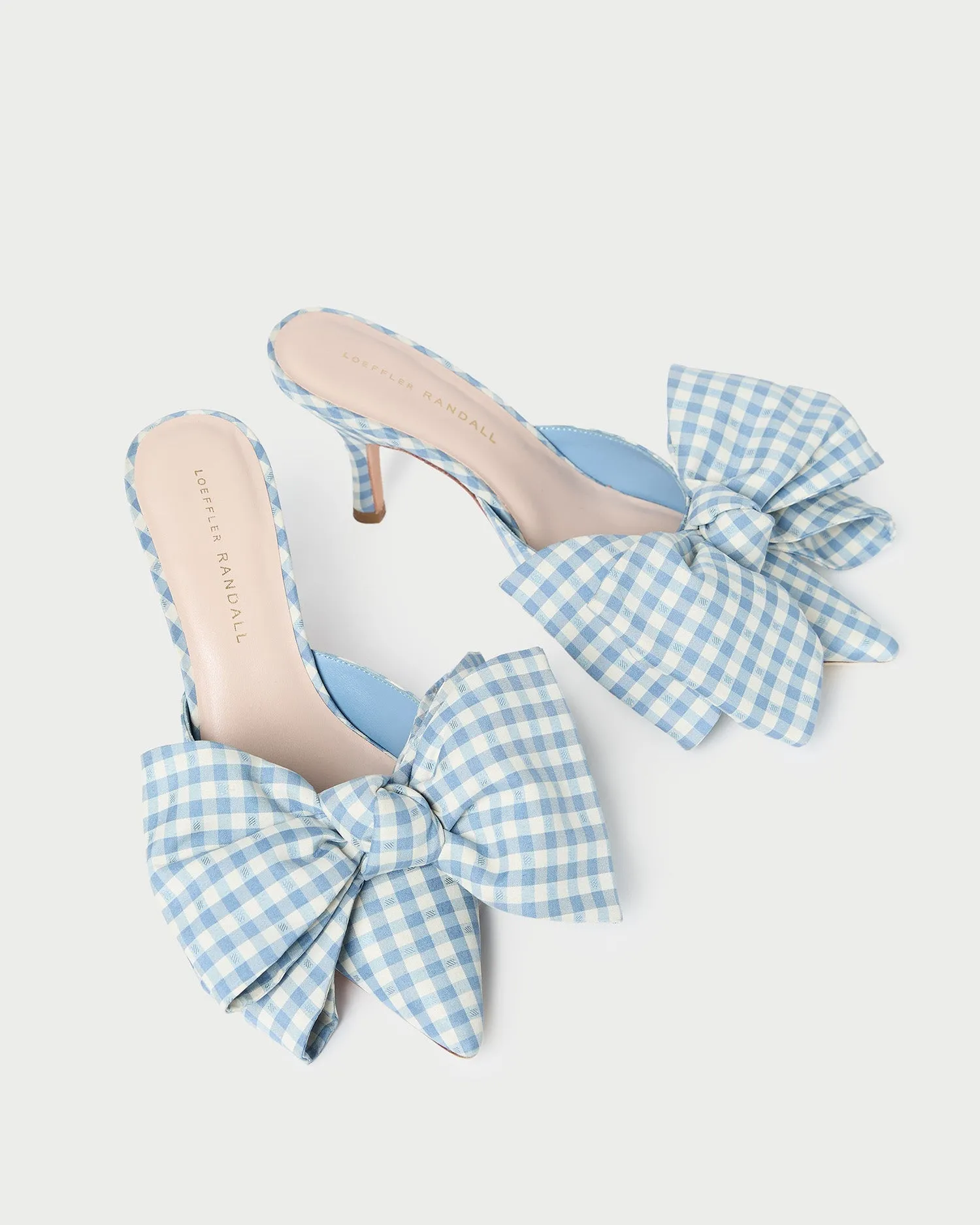Margot Blue Gingham Bow Mule