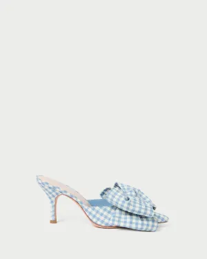 Margot Blue Gingham Bow Mule