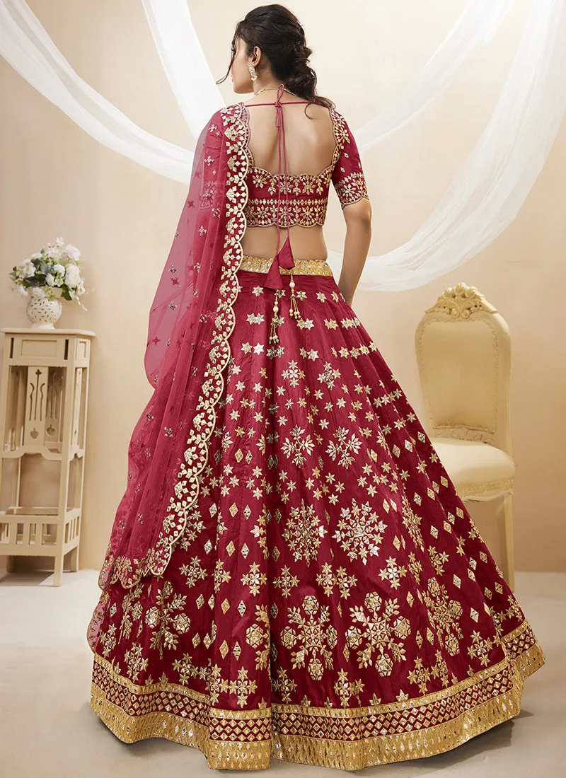 Maroon Mirror Embroidery Traditional Lehenga Choli